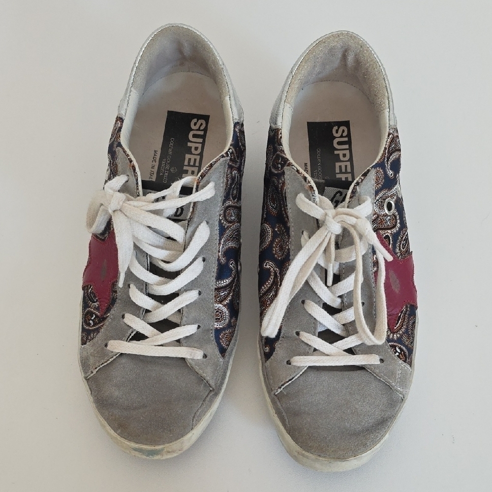 Golden Goose Superstar Gray,Silver,Blue,Brown Skateboard Sneakers Size 37